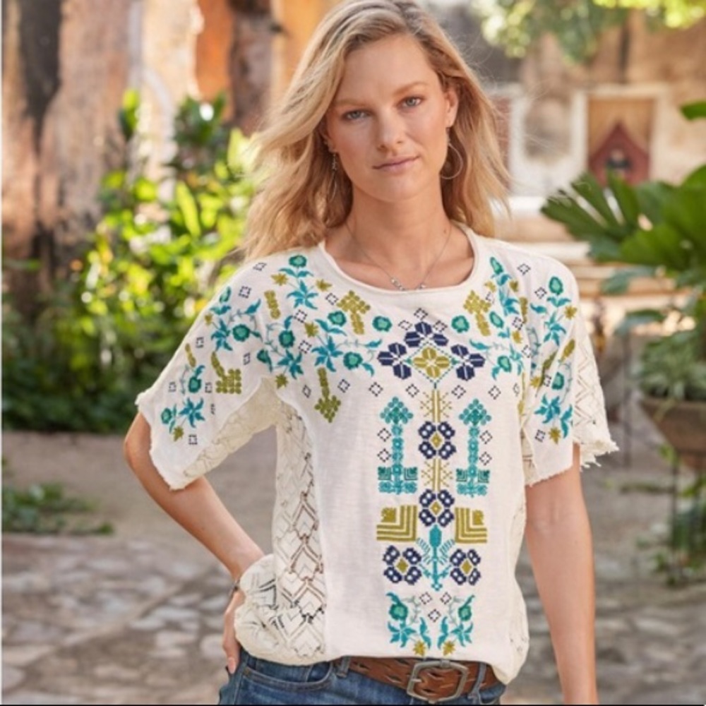 Sundance Serafina Embroidered Crochet Top